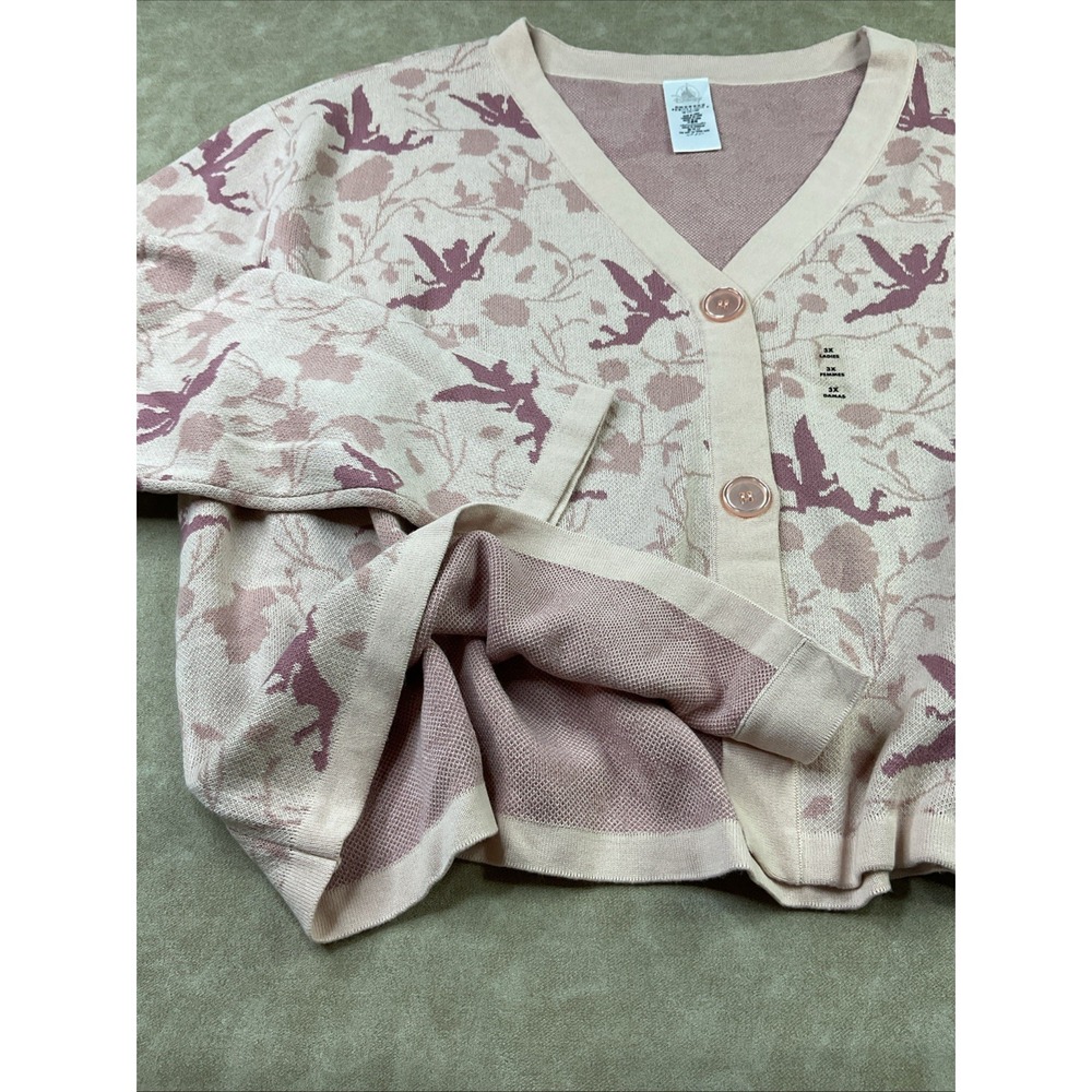 Disney Parks Tinker Bell Cardigan Sweater Dusty Pink Tinkerbell Plus Women Sz 3X - Picture 8 of 8